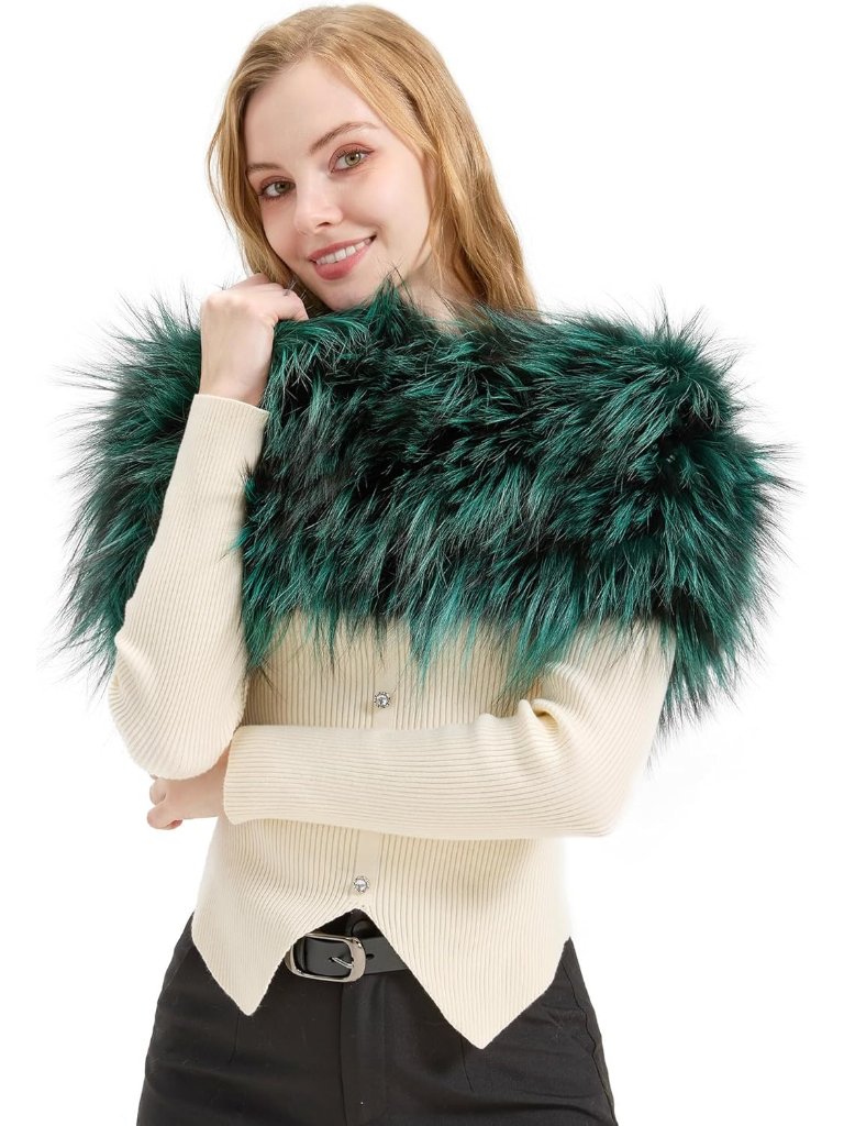 Real Fur Shawl Real Fox/Raccoon Fur Wrap For Women Elegant Wedding Stole Winter